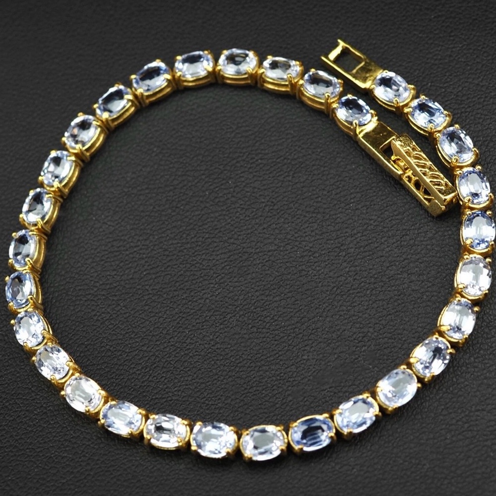 SALE‼️14ct Tanzanite Tennis bracelet 18K Yellow Gold Electroplated on Silver 925